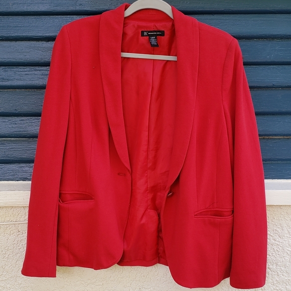 INTERNATIONAL CONCEPTS, INC red cotton blazer L - Picture 2 of 4